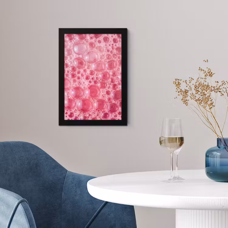 Roze - Schuim - Bubbels fotolijst zwart zonder passe partout klein -sfeer4
