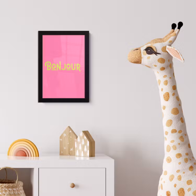 Roze - Groene Bonjour - art-deco fotolijst zwart zonder passe partout klein -usfeer4_kinderkamer