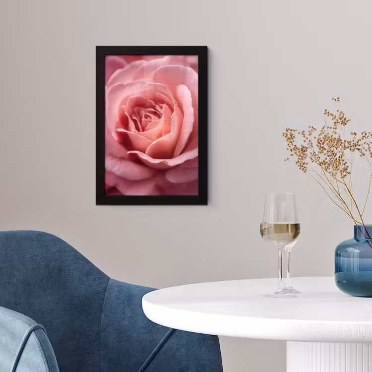 Roze - Roos - Romantisch fotolijst zwart zonder passe partout klein -sfeer4