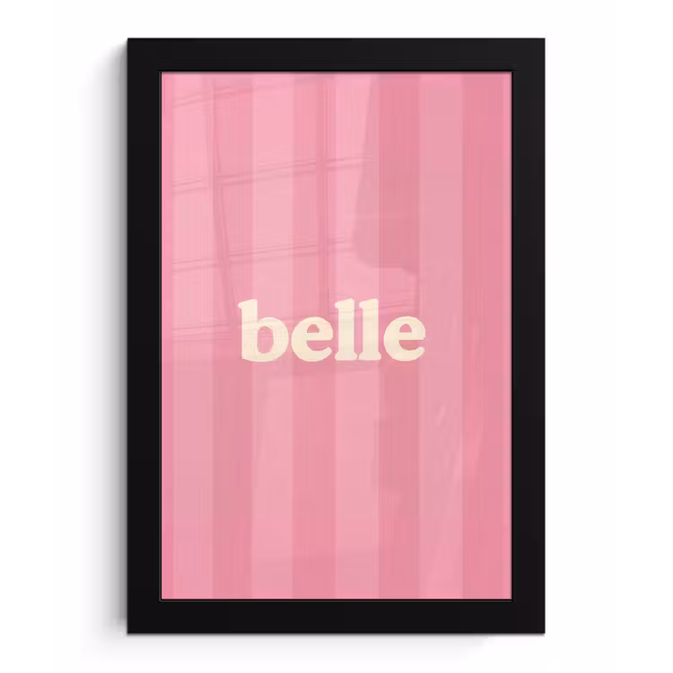 Roze - Gestreept - Belle fotolijst zwart zonder passe partout klein -3d