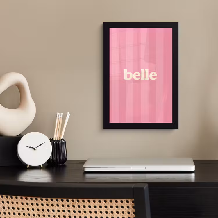 Roze - Gestreept - Belle fotolijst zwart zonder passe partout klein -sfeer1