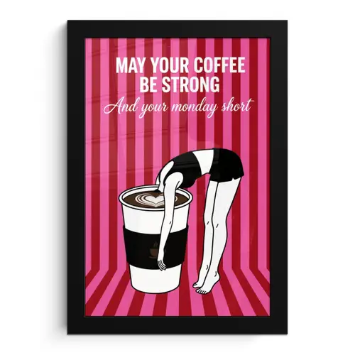 Roze - Strepen - Koffie - Maandag fotolijst zwart zonder passe partout klein -3d