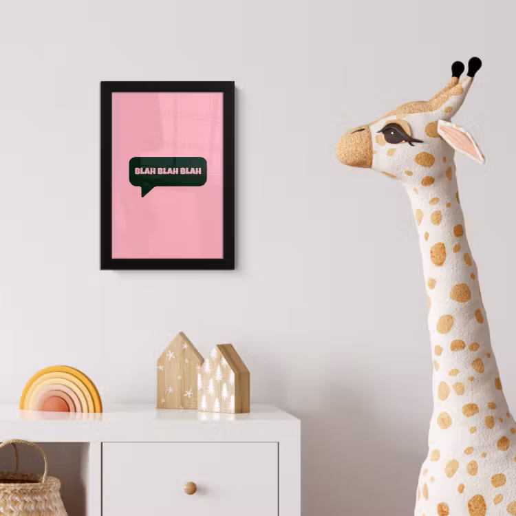 Roze - Tekstwolk - Groen - BLAH BLAH BLAH fotolijst zwart zonder passe partout klein -usfeer4_kinderkamer