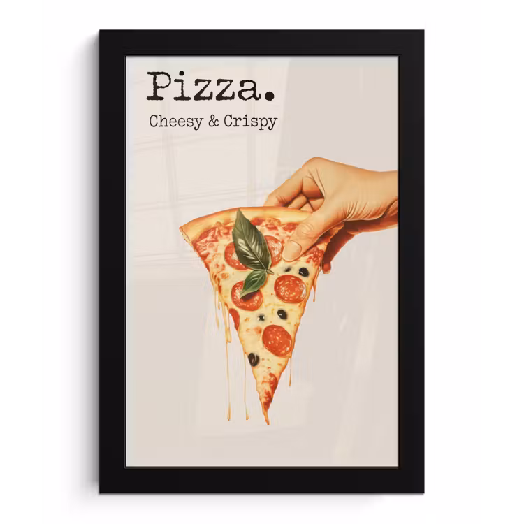 Pizza - Kaas - Pepperoni fotolijst zwart zonder passe partout klein -3d