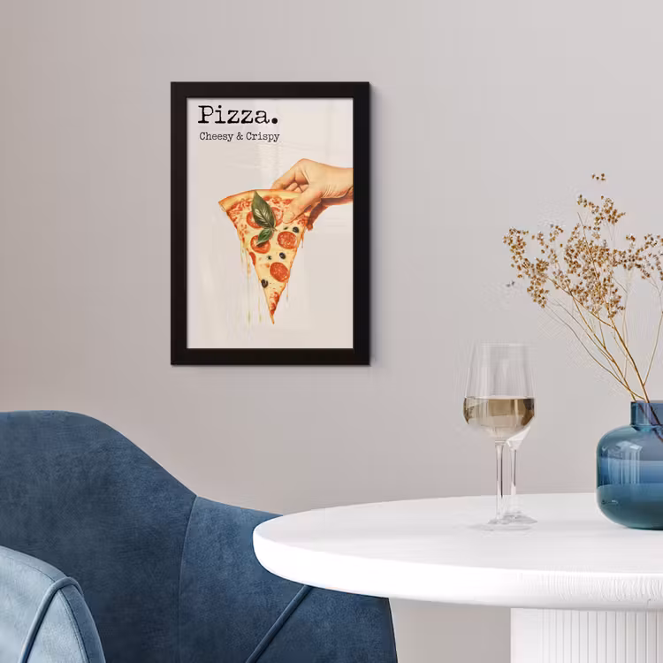 Pizza - Kaas - Pepperoni fotolijst zwart zonder passe partout klein -sfeer4