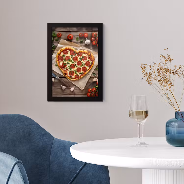 Pizza - Hart - Pepperoni - Tomaat fotolijst zwart zonder passe partout klein -sfeer4