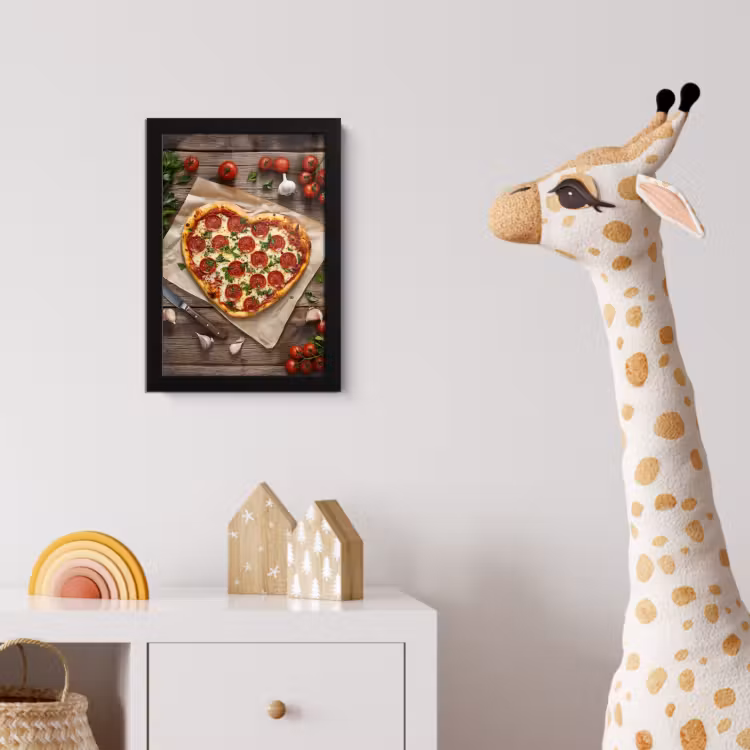 Pizza - Hart - Pepperoni - Tomaat fotolijst zwart zonder passe partout klein -usfeer4_kinderkamer