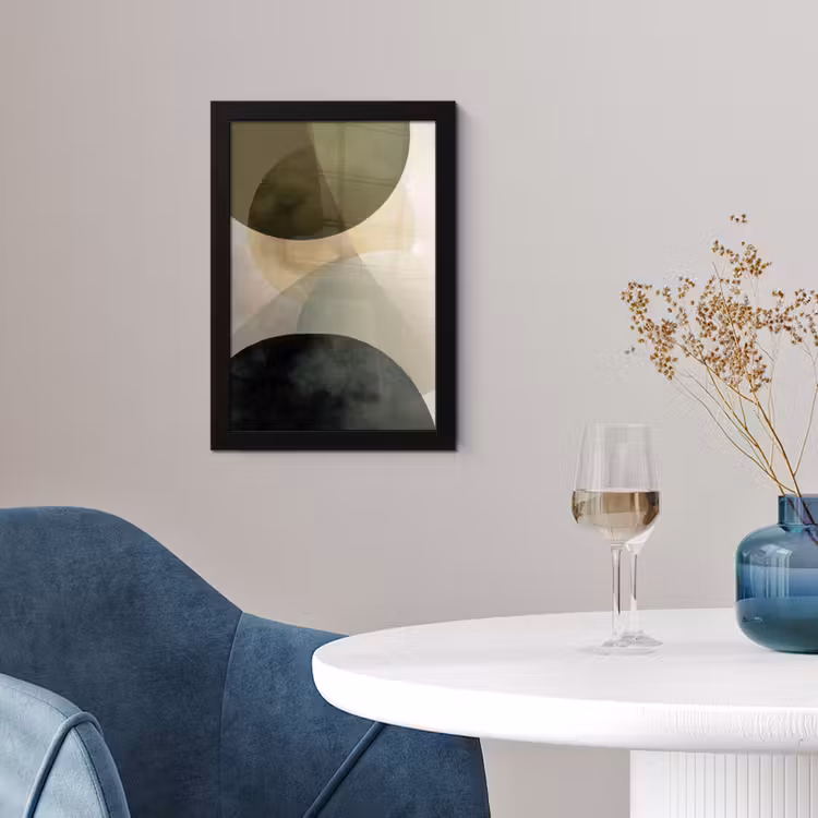Vlakken - Abstract - Beige - Cirkels fotolijst zwart zonder passe partout klein -sfeer4