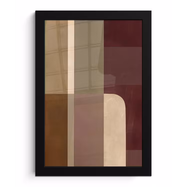 Vlakken - Abstract - Bordeaux - Lijnen fotolijst zwart zonder passe partout klein -3d