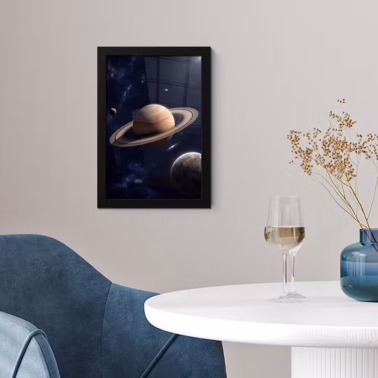 Planeten - Saturnus - Ruimte fotolijst zwart zonder passe partout klein -sfeer4