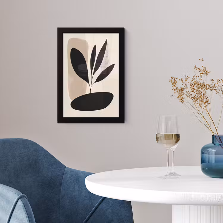 Plant - Beige - Japandi fotolijst zwart zonder passe partout klein -sfeer4