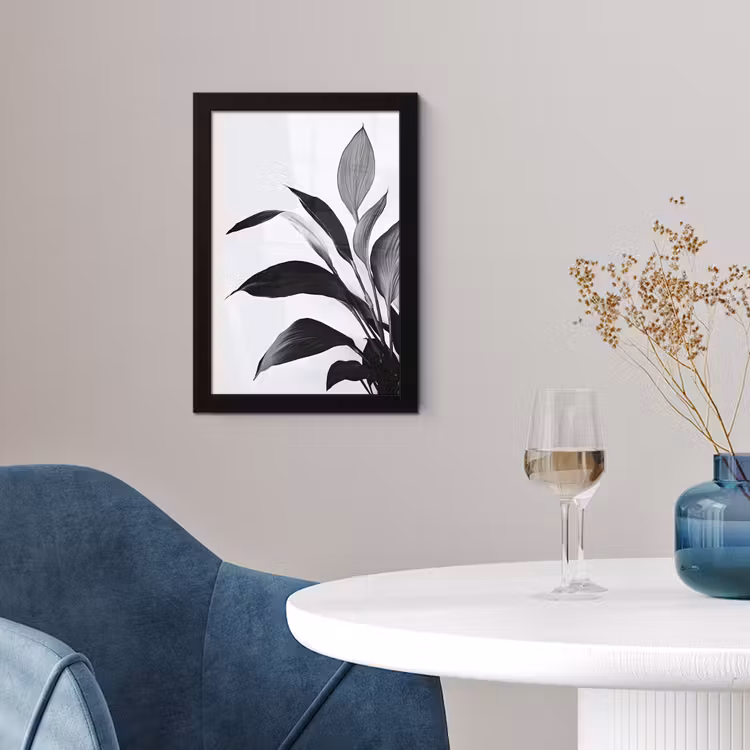 Plant - Bladeren - Minimalistisch - Zwart fotolijst zwart zonder passe partout klein -sfeer4