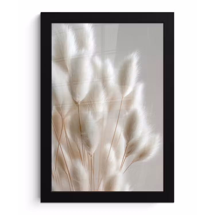Pluimen - Beige - Minimalistisch fotolijst zwart zonder passe partout klein -3d