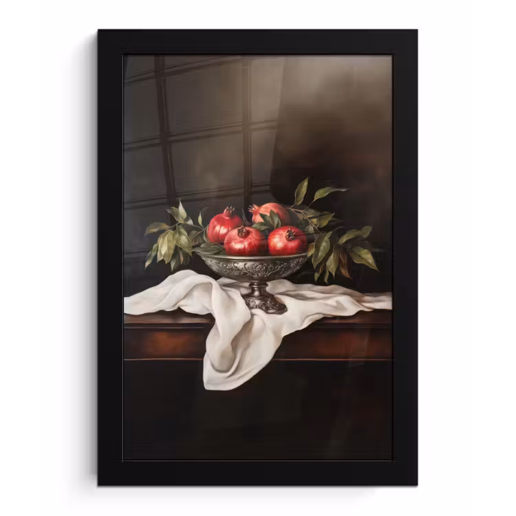 Granaatappels - Klassiek - Vintage fotolijst zwart zonder passe partout klein -3d