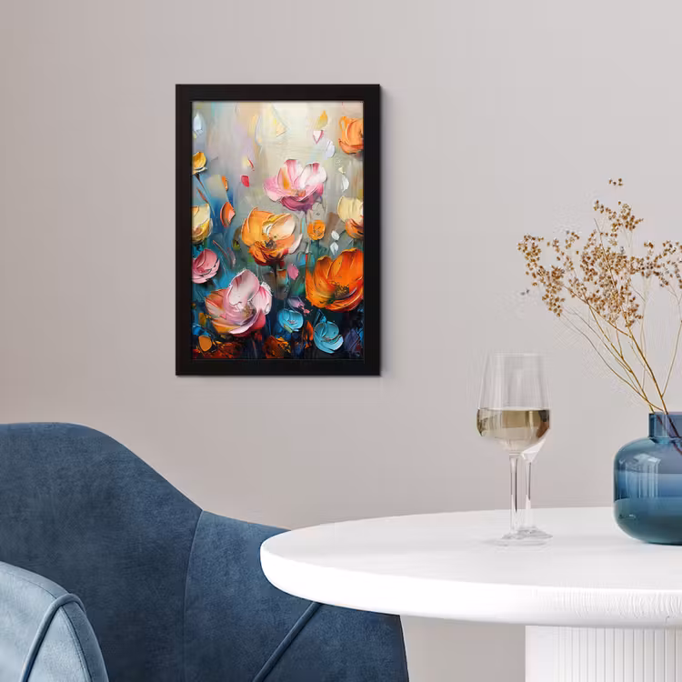 Klaprozen - Bloemen - Kunst - Botanisch fotolijst zwart zonder passe partout klein -sfeer4