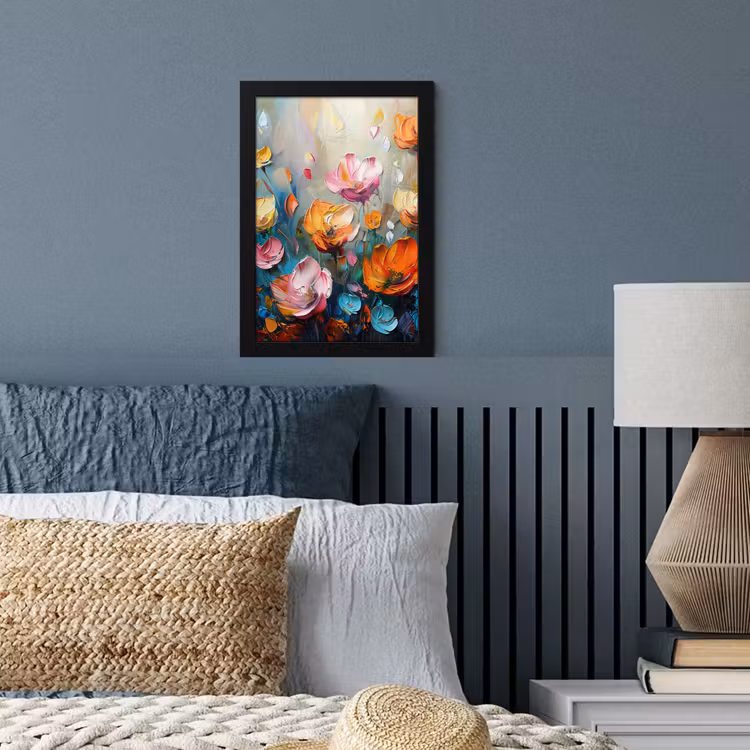 Klaprozen - Bloemen - Kunst - Botanisch fotolijst zwart zonder passe partout klein -sfeer3