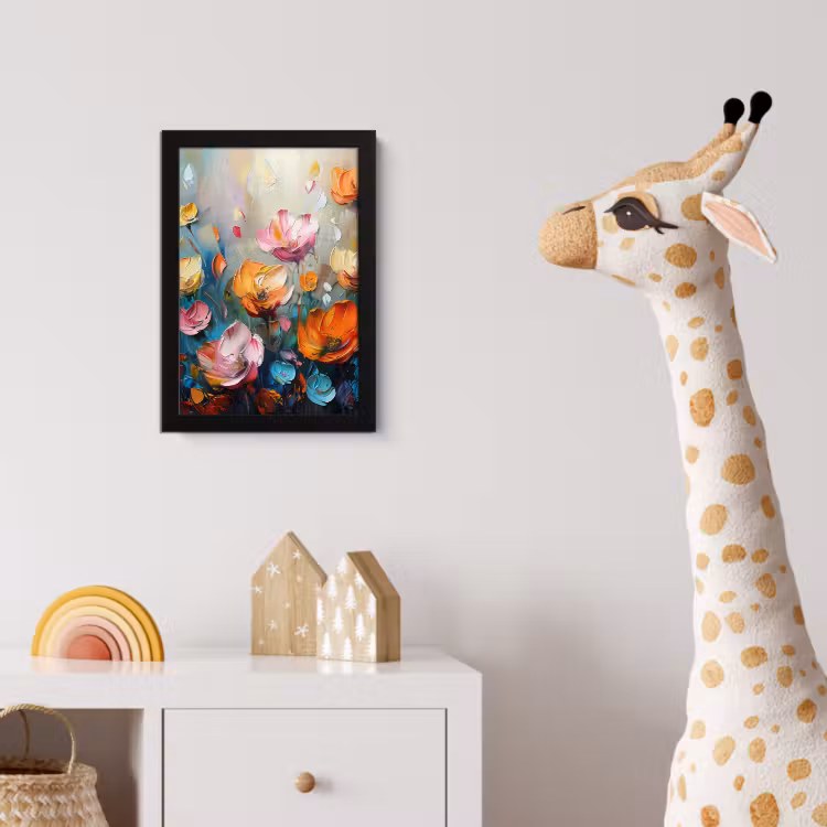 Klaprozen - Bloemen - Kunst - Botanisch fotolijst zwart zonder passe partout klein -usfeer4_kinderkamer