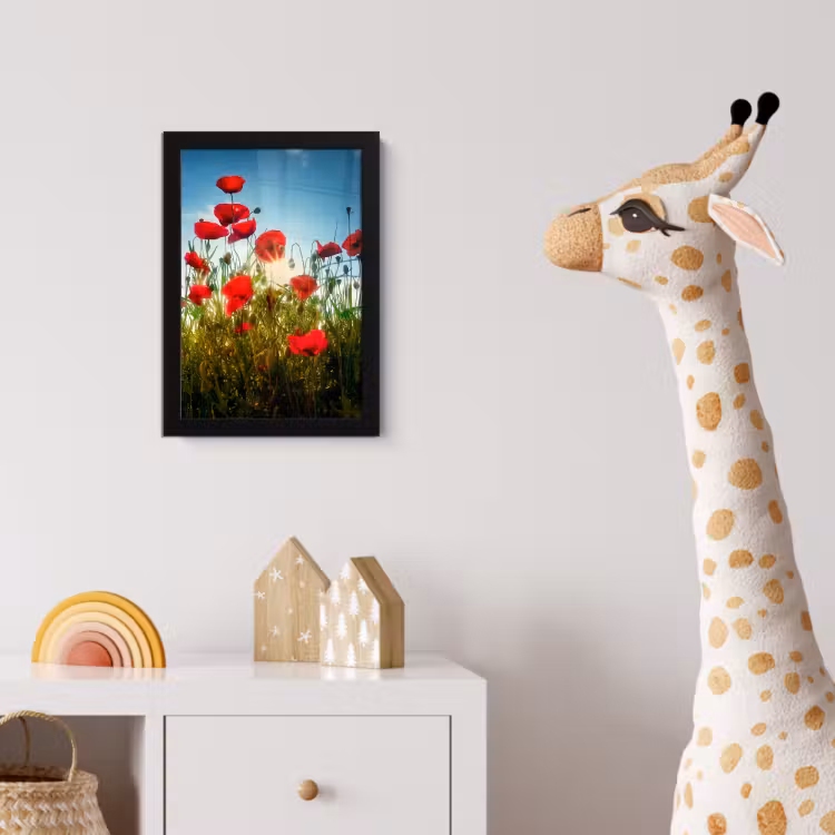 Klaprozen - Toscane - Zon - Rood - Blauw fotolijst zwart zonder passe partout klein -usfeer4_kinderkamer