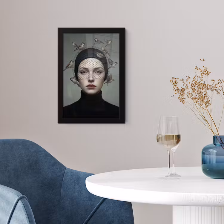 Portret - Vogels - Zwart fotolijst zwart zonder passe partout klein -sfeer4