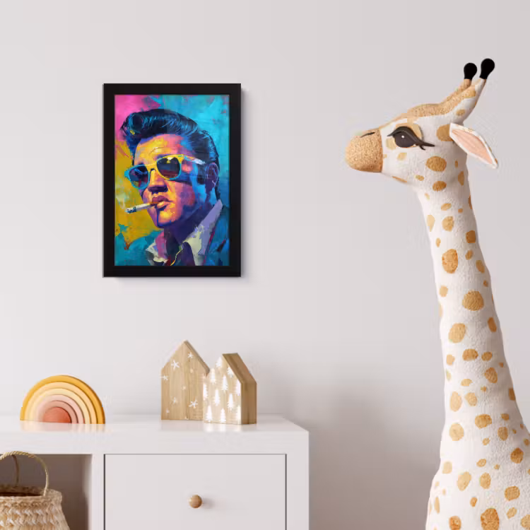 Portret - Sigaret - Kleurrijk - Bril fotolijst zwart zonder passe partout klein -usfeer4_kinderkamer