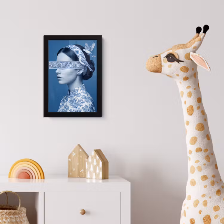Portret - Klassiek - Wit - Blauw fotolijst zwart zonder passe partout klein -usfeer4_kinderkamer