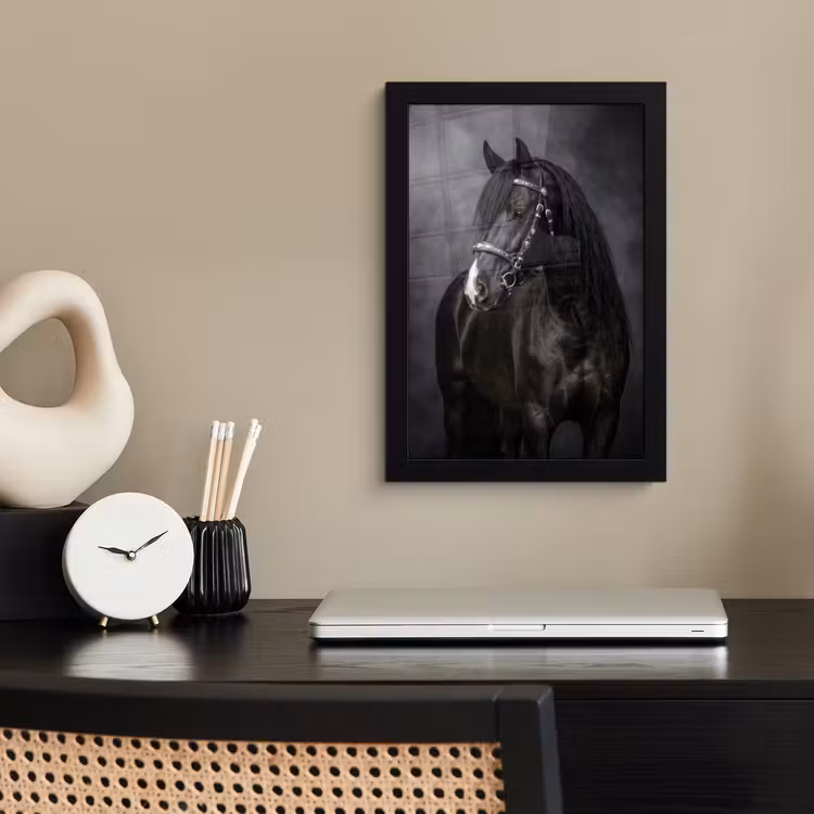 Portret - Paard - Zwart fotolijst zwart zonder passe partout klein -sfeer1