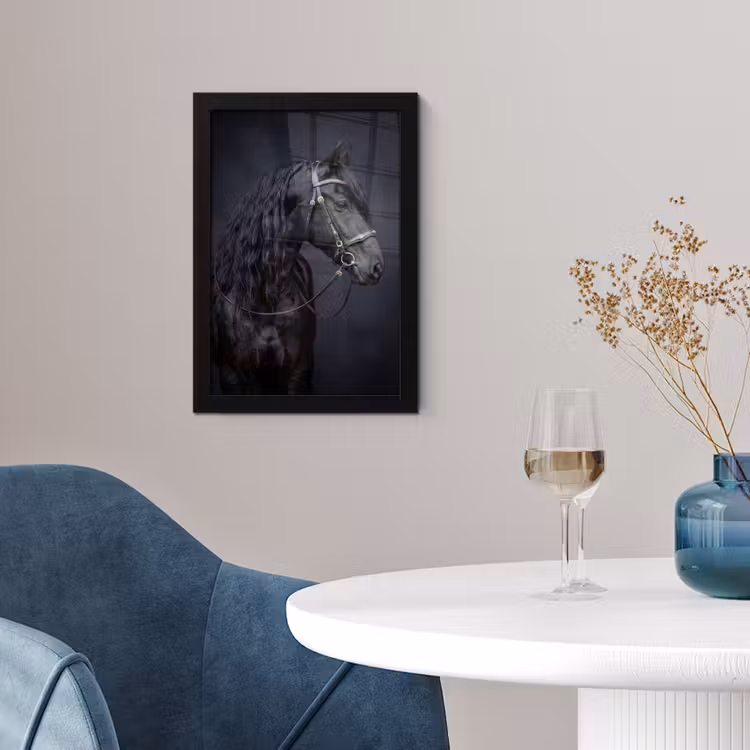Portret - Paard - Donker fotolijst zwart zonder passe partout klein -sfeer4