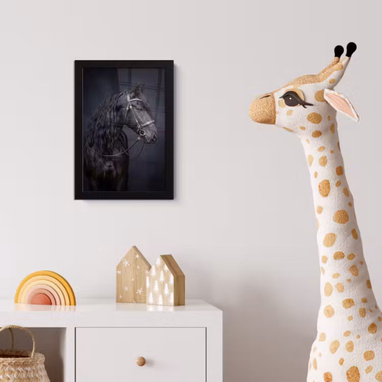 Portret - Paard - Donker fotolijst zwart zonder passe partout klein -usfeer4_kinderkamer