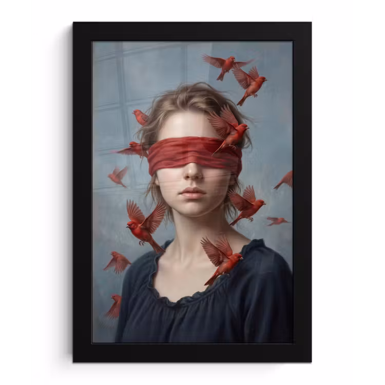Portret - Krachtig - Rood fotolijst zwart zonder passe partout klein -3d