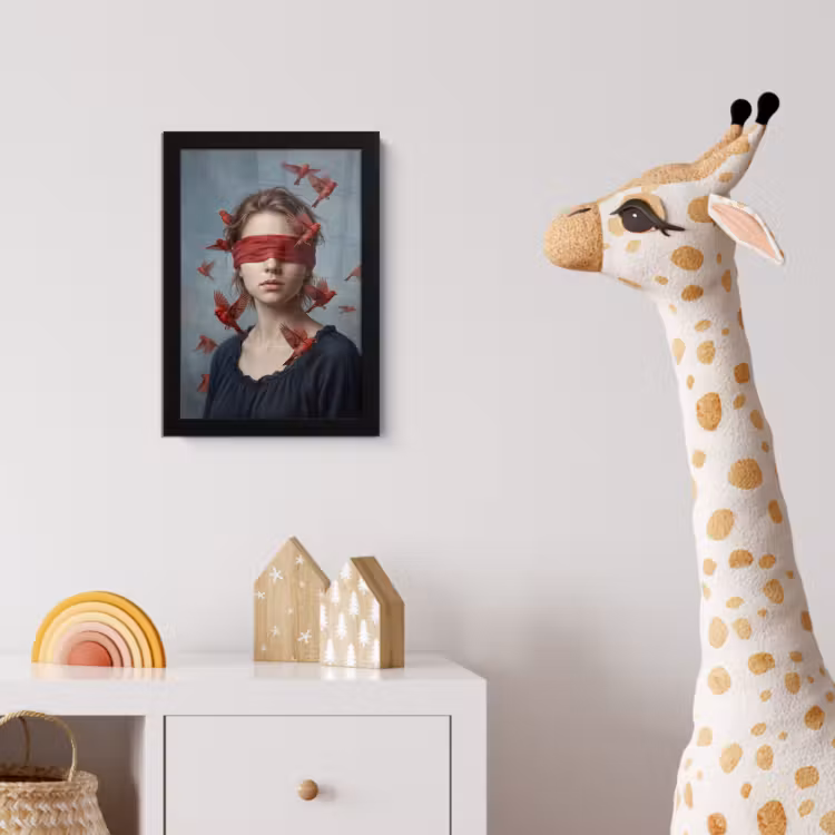 Portret - Krachtig - Rood fotolijst zwart zonder passe partout klein -usfeer4_kinderkamer