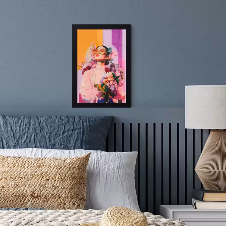 Portret - Vrouw - Abstract - Bloemen fotolijst zwart zonder passe partout klein -sfeer3