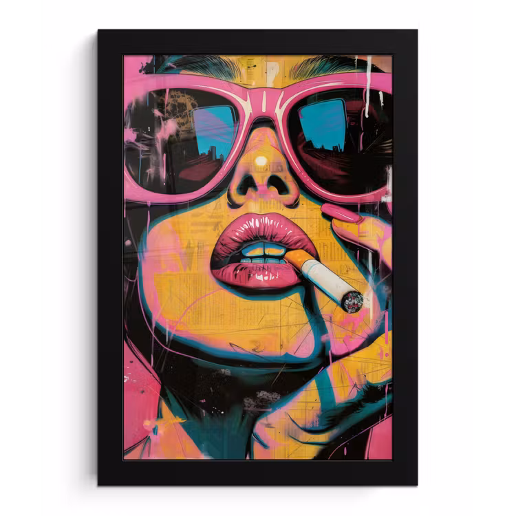 Portret - Vrouw - Abstract - Zonnebril fotolijst zwart zonder passe partout klein -3d