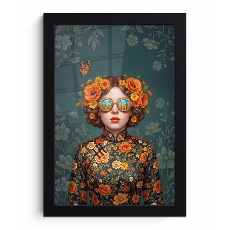 Portret - Vrouw - Kleurrijk - Expressief fotolijst zwart zonder passe partout klein -3d