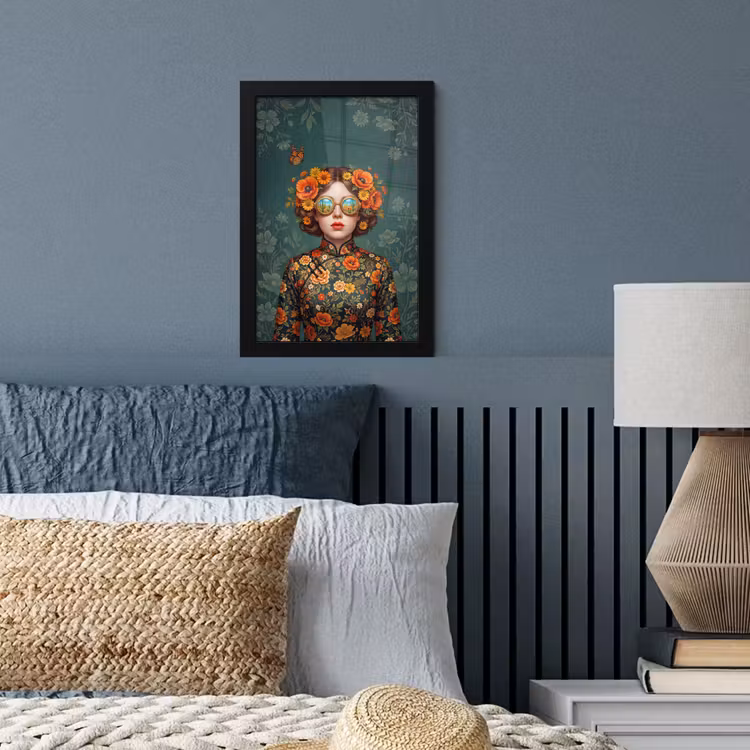 Portret - Vrouw - Kleurrijk - Expressief fotolijst zwart zonder passe partout klein -sfeer3