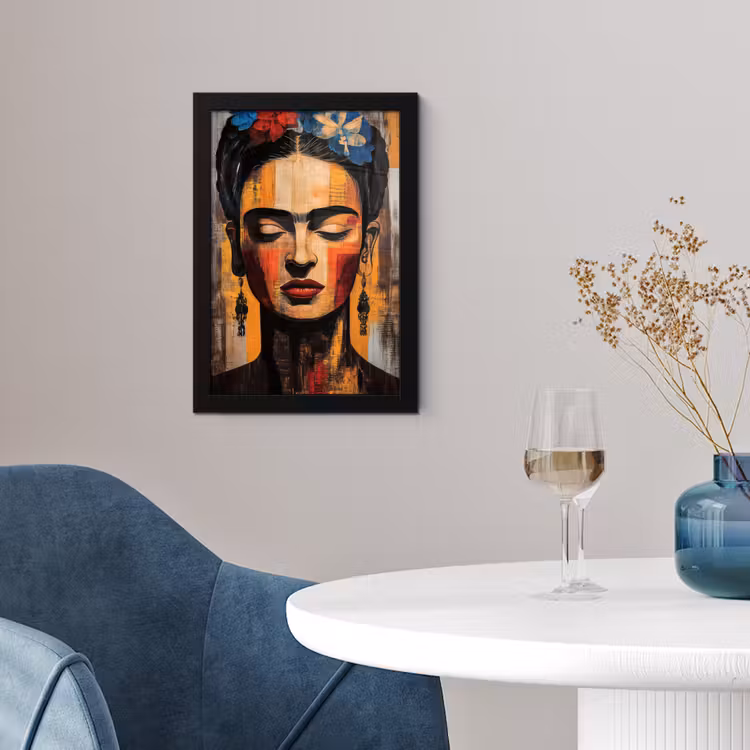 Portret - Vrouw - Bloemen fotolijst zwart zonder passe partout klein -sfeer4