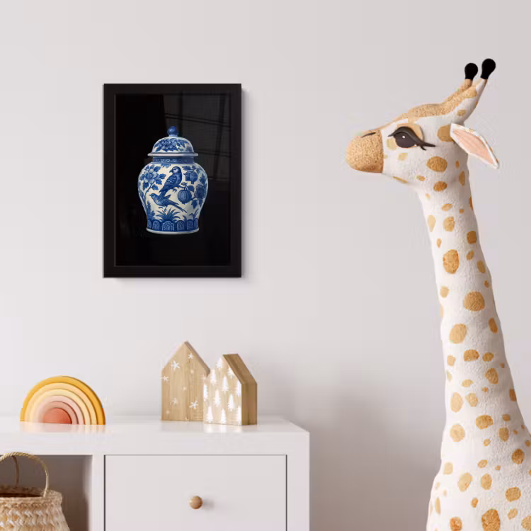 Pot - Delfts Blauw - Bloemen fotolijst zwart zonder passe partout klein -usfeer4_kinderkamer