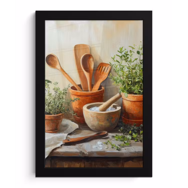 Potten - Kruiden - Hout fotolijst zwart zonder passe partout klein -3d