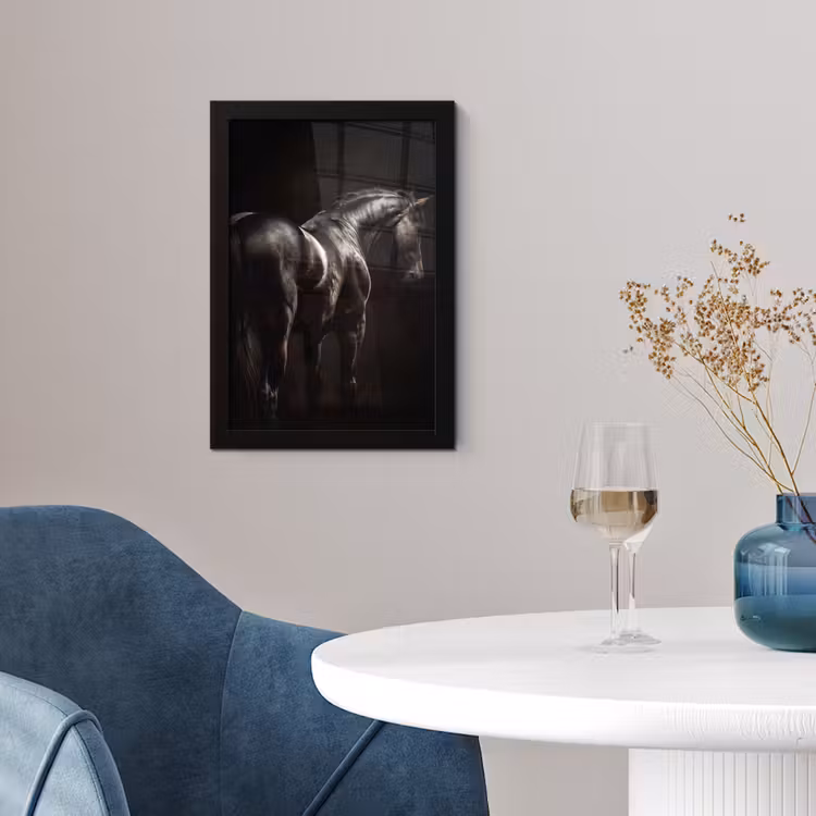 Krachtig - Paard - Donker fotolijst zwart zonder passe partout klein -sfeer4
