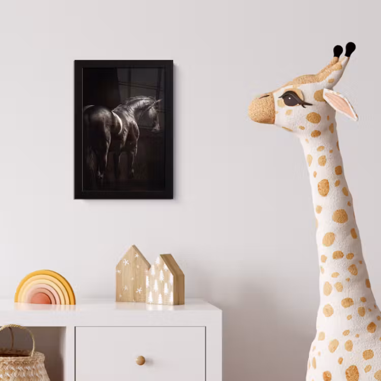 Krachtig - Paard - Donker fotolijst zwart zonder passe partout klein -usfeer4_kinderkamer