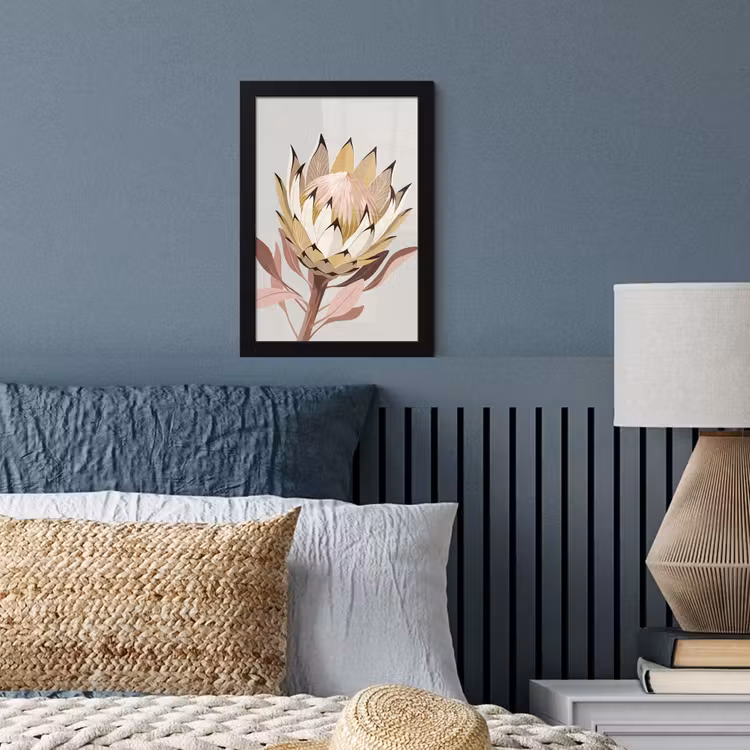 Protea - Bloem - Botanisch - Beige fotolijst zwart zonder passe partout klein -sfeer3