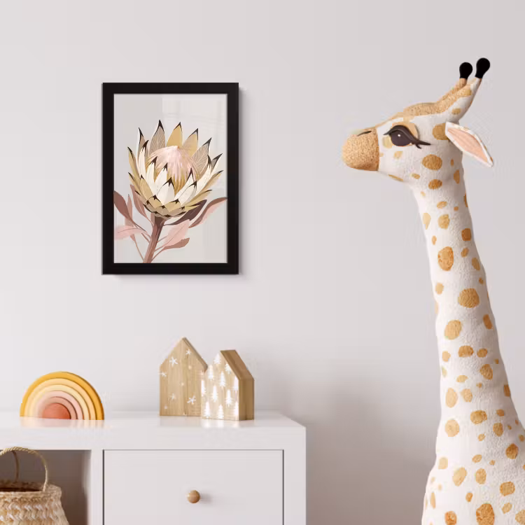 Protea - Bloem - Botanisch - Beige fotolijst zwart zonder passe partout klein -usfeer4_kinderkamer