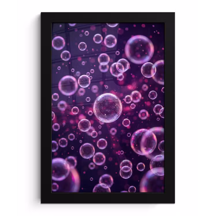 Paars - Bubbels - Schuim fotolijst zwart zonder passe partout klein -3d