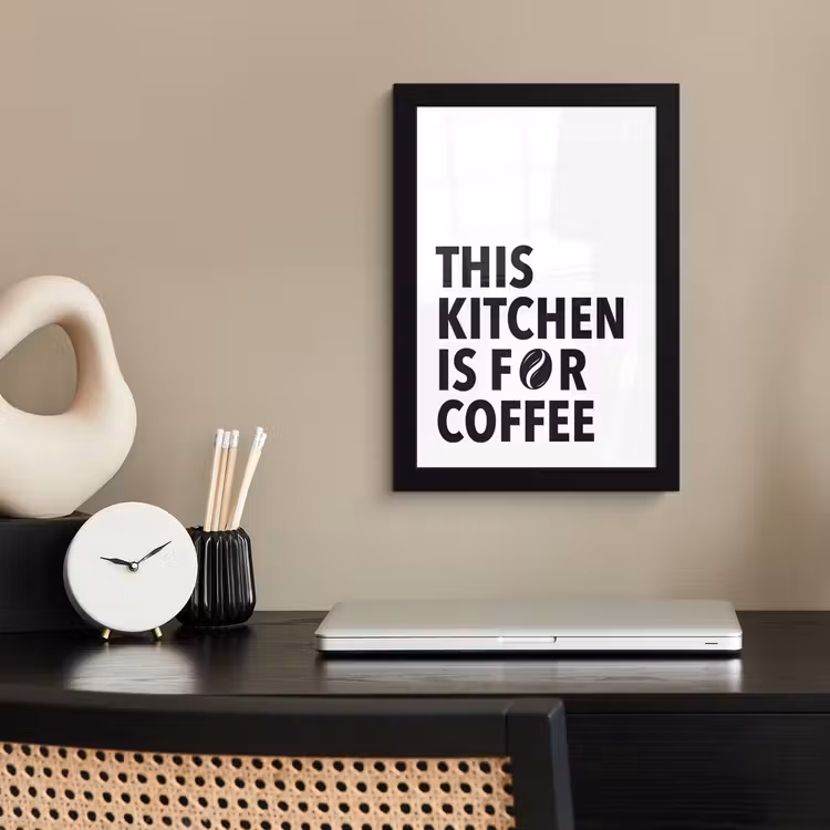Quotes - Koffie - Bonen - Modern fotolijst zwart zonder passe partout klein -sfeer1