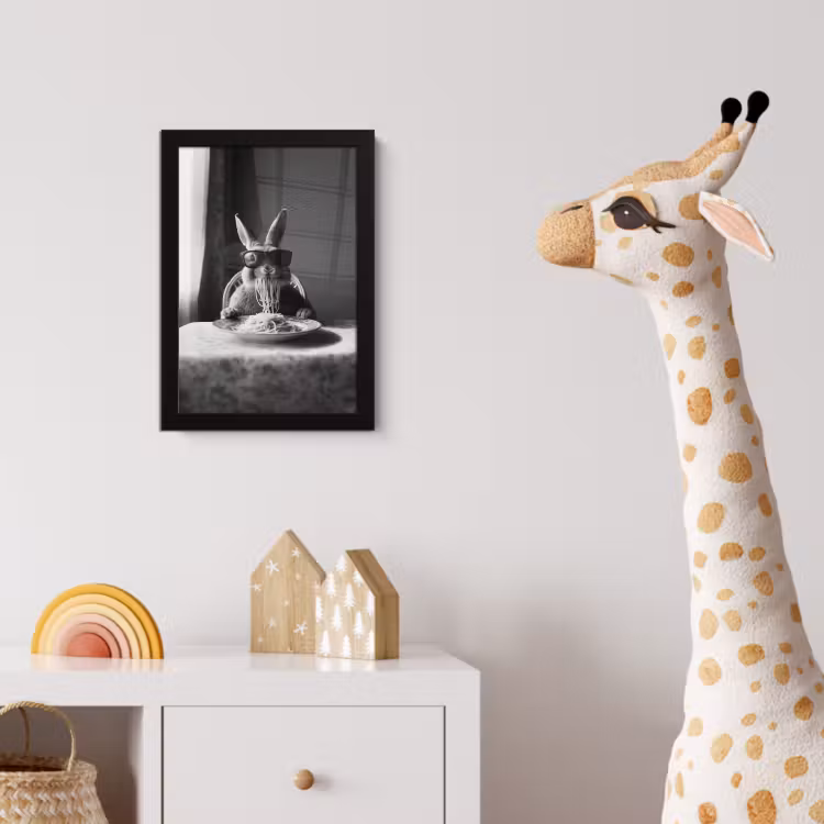 Konijn - Bunny - Zonnebril - Tafelkleed - Pasta - Schattig fotolijst zwart zonder passe partout klein -usfeer4_kinderkamer