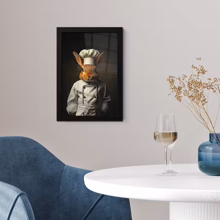 Konijn - Kok - Dier fotolijst zwart zonder passe partout klein -sfeer4