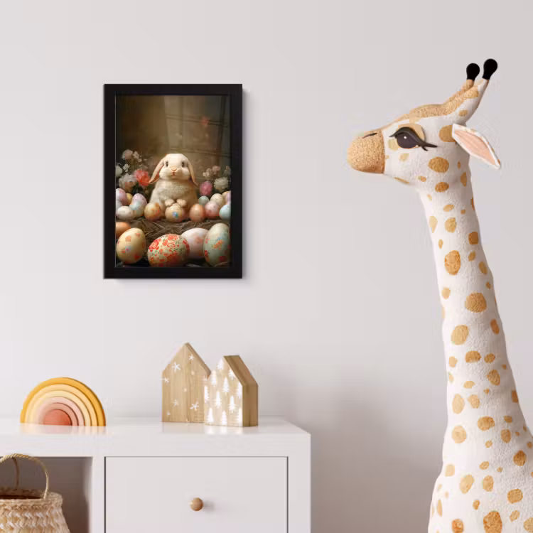 Konijn - Paaseieren - Stilleven fotolijst zwart zonder passe partout klein -usfeer4_kinderkamer