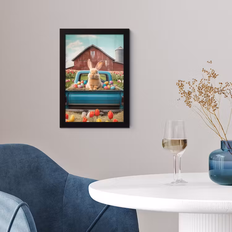 Konijn - Boerderij - Eieren fotolijst zwart zonder passe partout klein -sfeer4