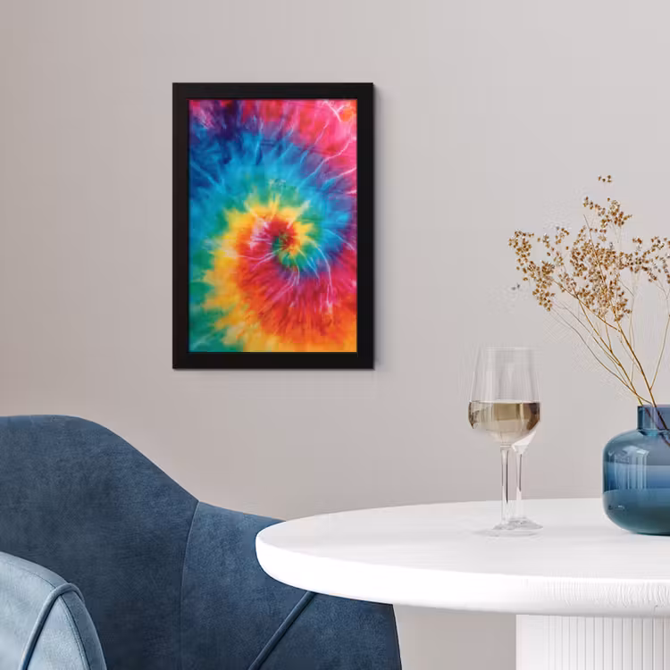Regenboog - Tie dye - Kleurrijk - Blauw fotolijst zwart zonder passe partout klein -sfeer4