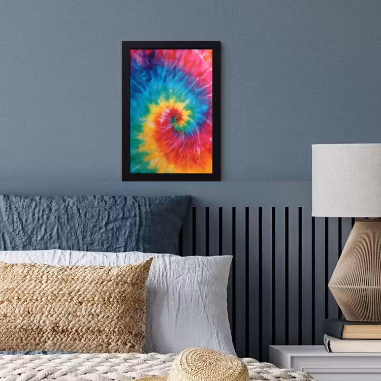 Regenboog - Tie dye - Kleurrijk - Blauw fotolijst zwart zonder passe partout klein -sfeer3
