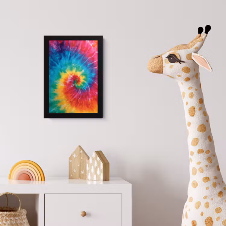 Regenboog - Tie dye - Kleurrijk - Blauw fotolijst zwart zonder passe partout klein -usfeer4_kinderkamer